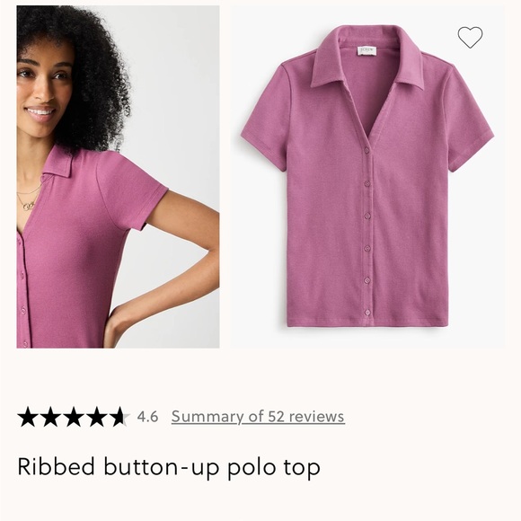 J. Crew Ribbed Button-Up Polo Top - Picture 2 of 6